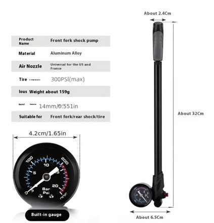pumpička na vidlice a tlumiče 300psi 32 cm Alu