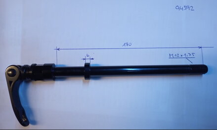 Pevná osa pro vozík MAXLE M12x1,75) 180mm MW s rychloupínákem