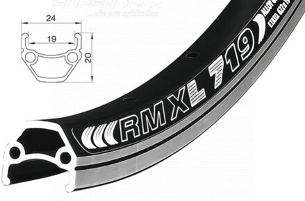 ráfek REMERX DRAGON 719 V-brake 406x19 32děr černý nýt ráfek REMERX DRAGON 719 V-brake 406x19 32děr černý nýt