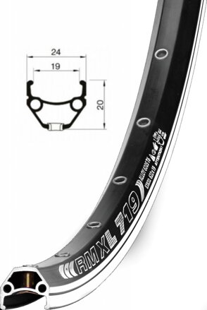 ráfek REMERX DRAGON 719 V-brake 622x19 36děr černý nýt